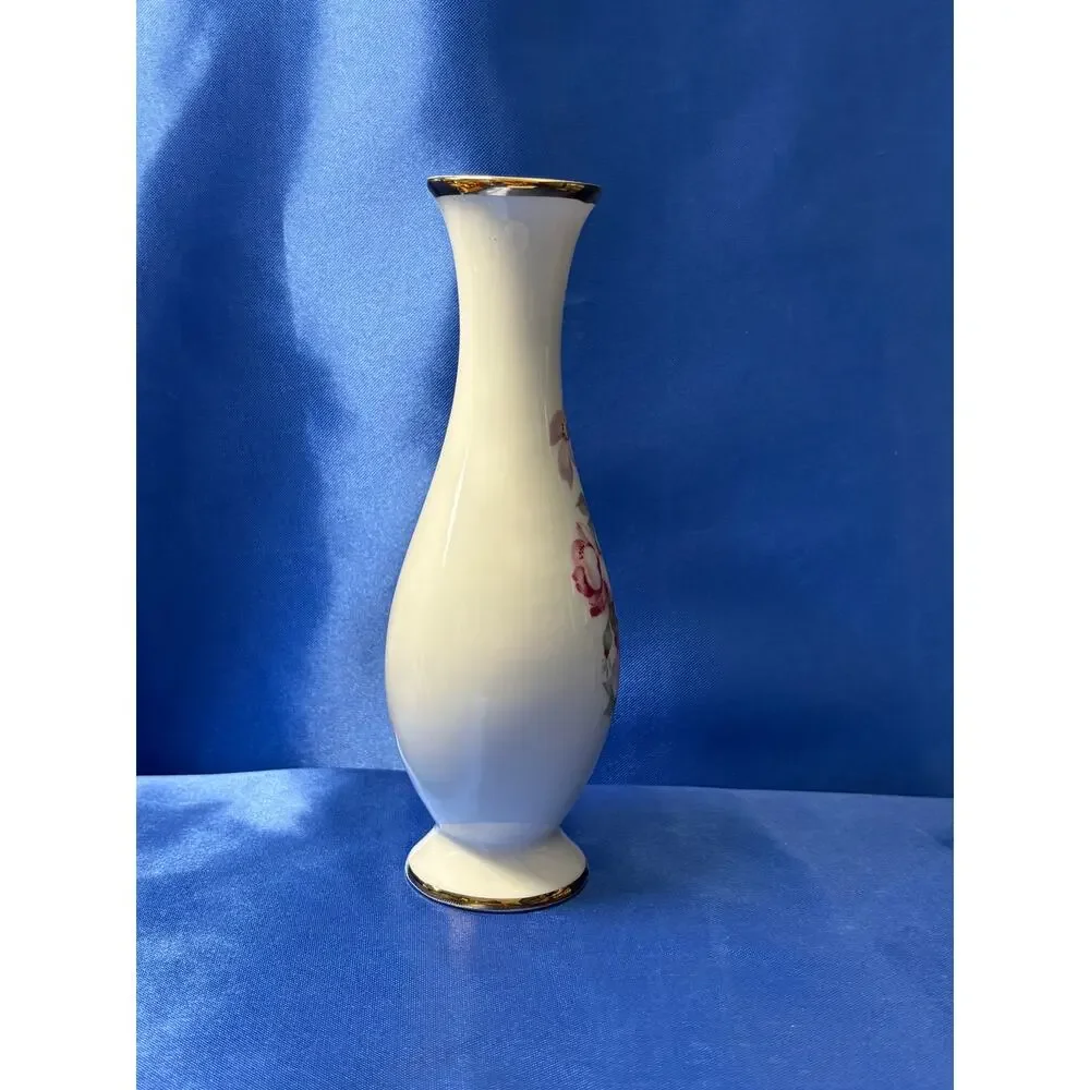 Vintage White Porcelain Bud Vase Gerold Porzellan Germany Accented with Flowers